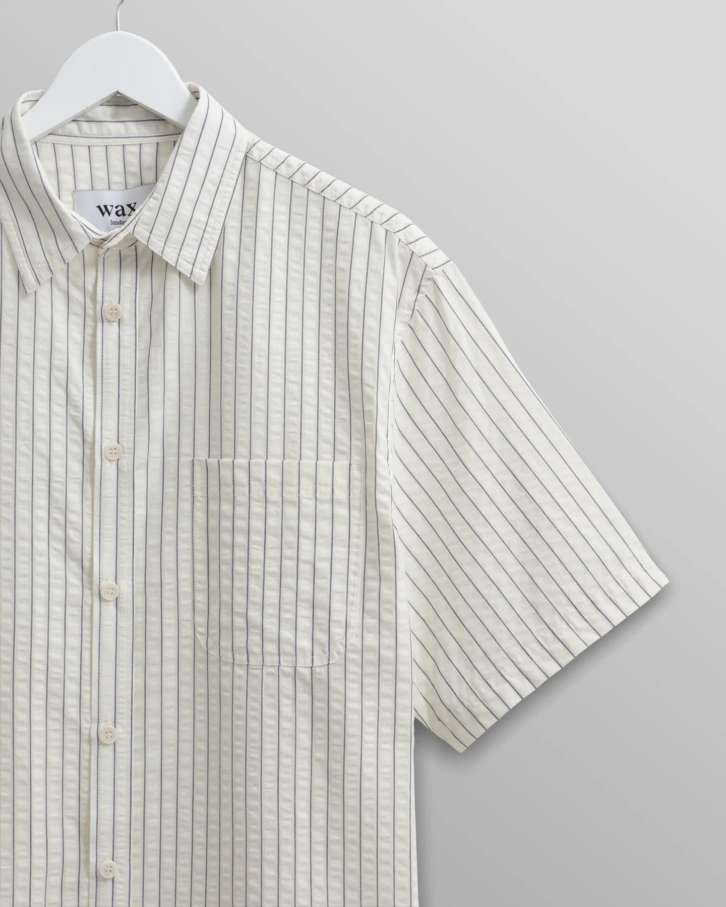 Kew Shirt White/Blue Seersucker Stripe