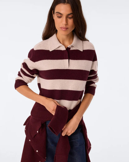 Royce Stripe Polo Neck Sweater