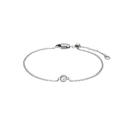 Solitaire White Sapphire Bracelet Silver