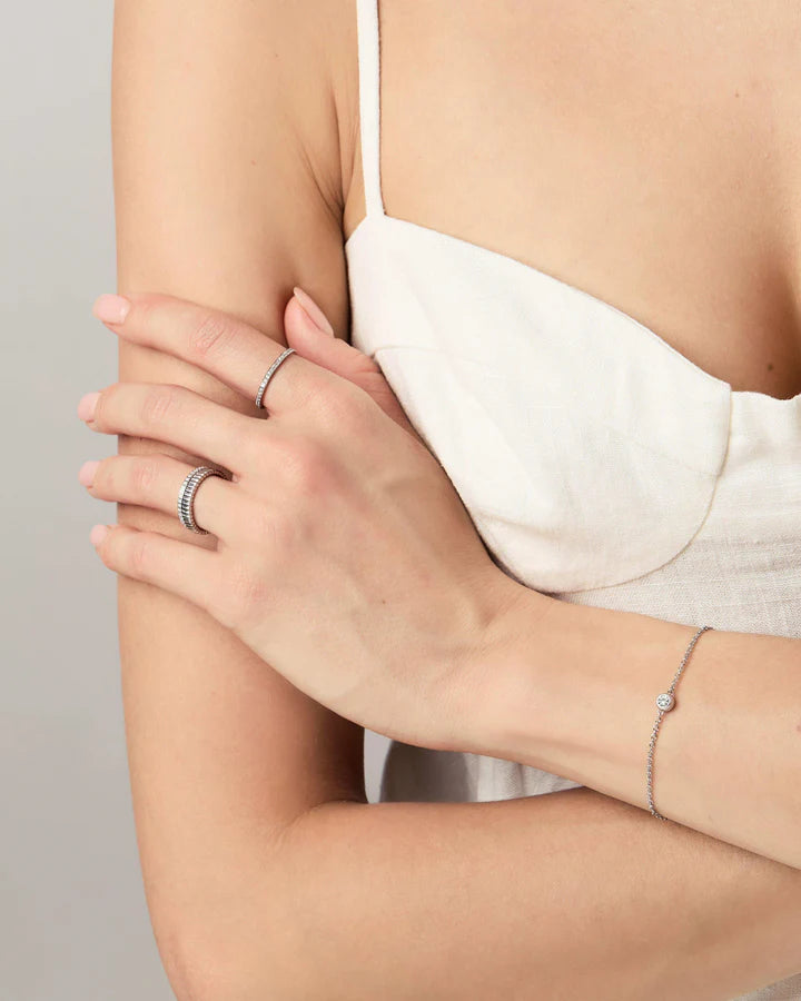 Solitaire White Sapphire Bracelet Silver