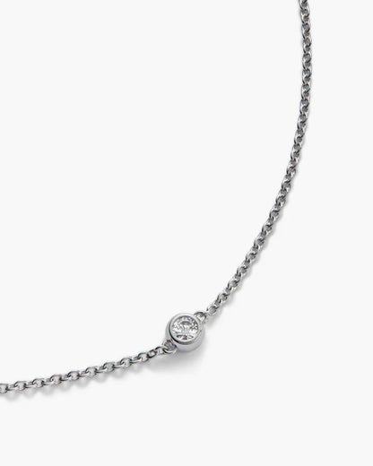 Solitaire White Sapphire Bracelet Silver