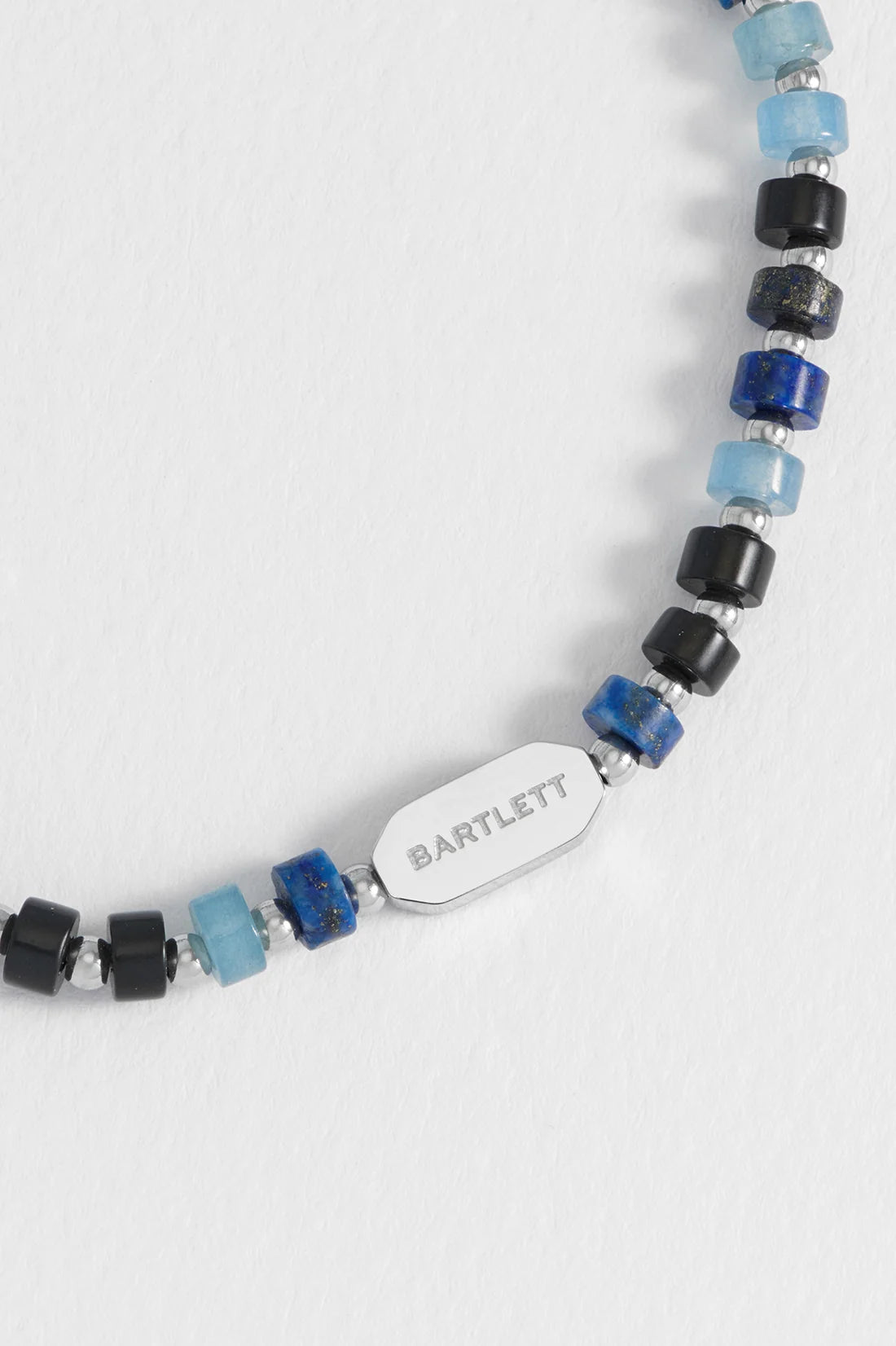 Lapis Lazuli, Blue Lace Agate and Black Onyx Rondelle Stretch Bracelet