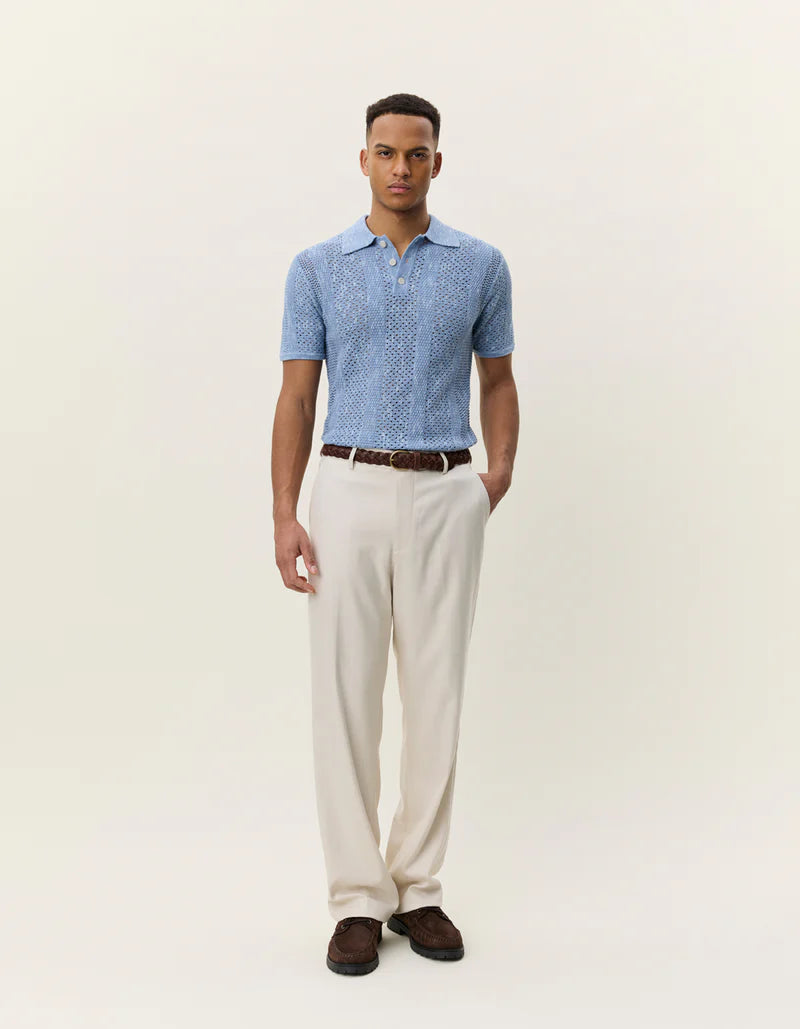 Striped Lace Knitted Polo