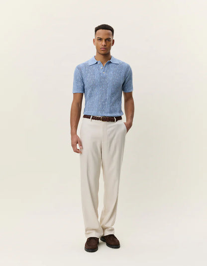 Striped Lace Knitted Polo
