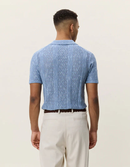 Striped Lace Knitted Polo