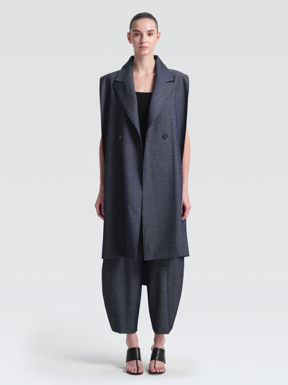 Linen Denim "Hemming" Gilet