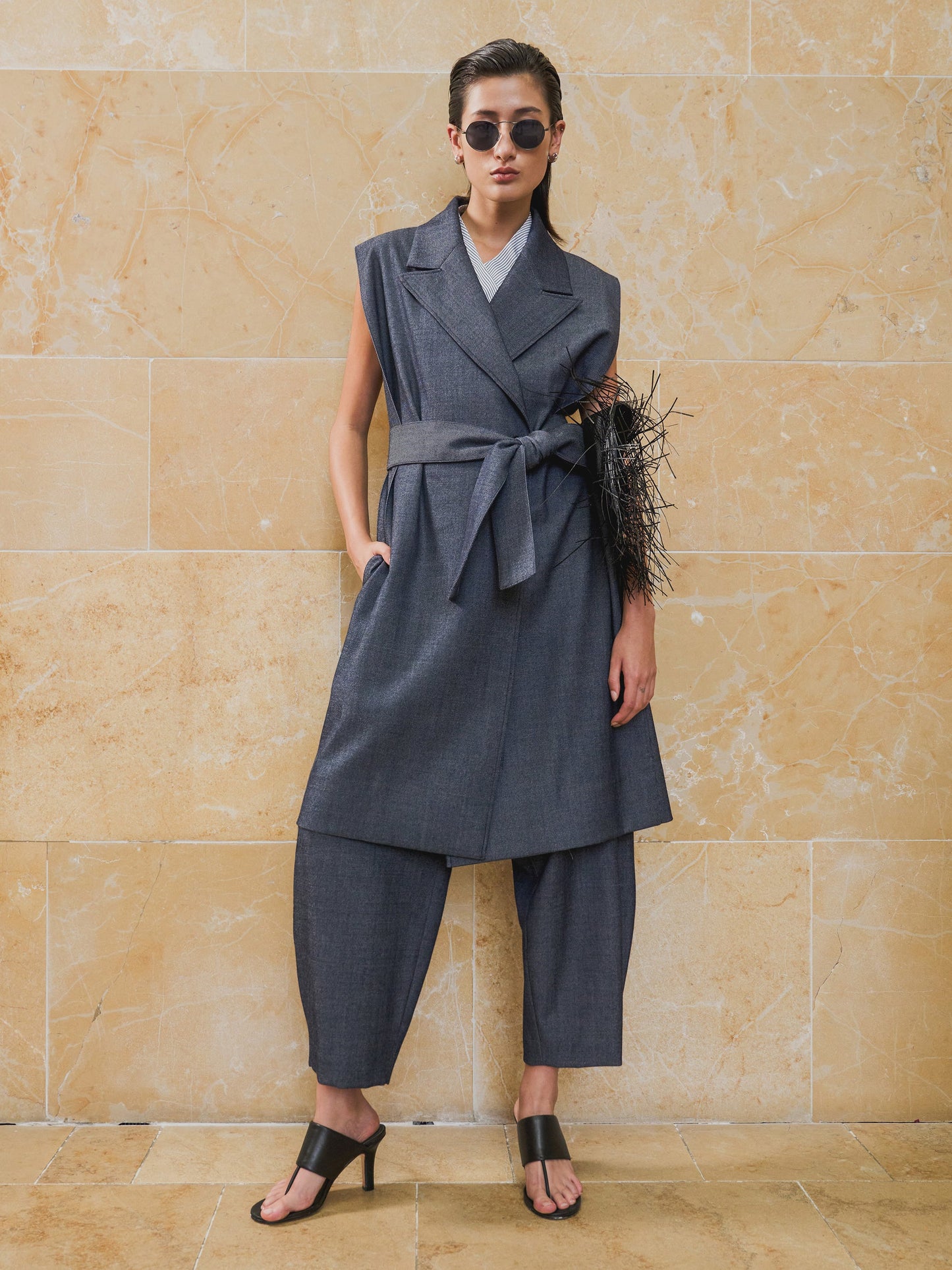 Linen Denim "Hemming" Gilet