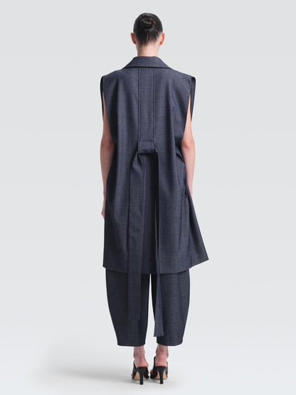 Linen Denim "Hemming" Gilet