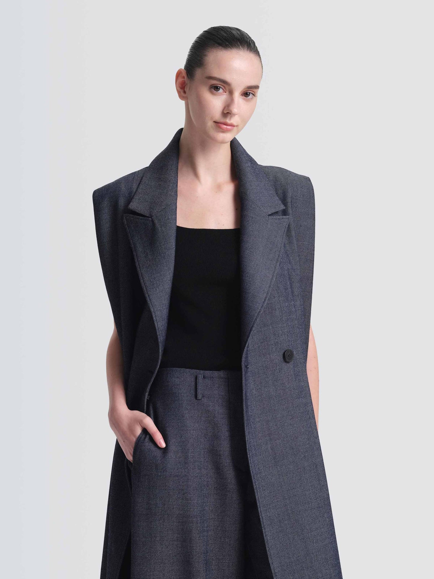 Linen Denim "Hemming" Gilet