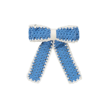 2477 Long Hand-Crochet Bow Hair Clip