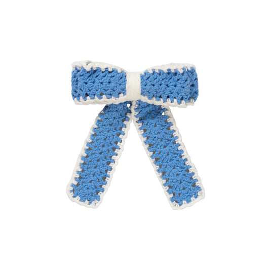 2477 Long Hand-Crochet Bow Hair Clip