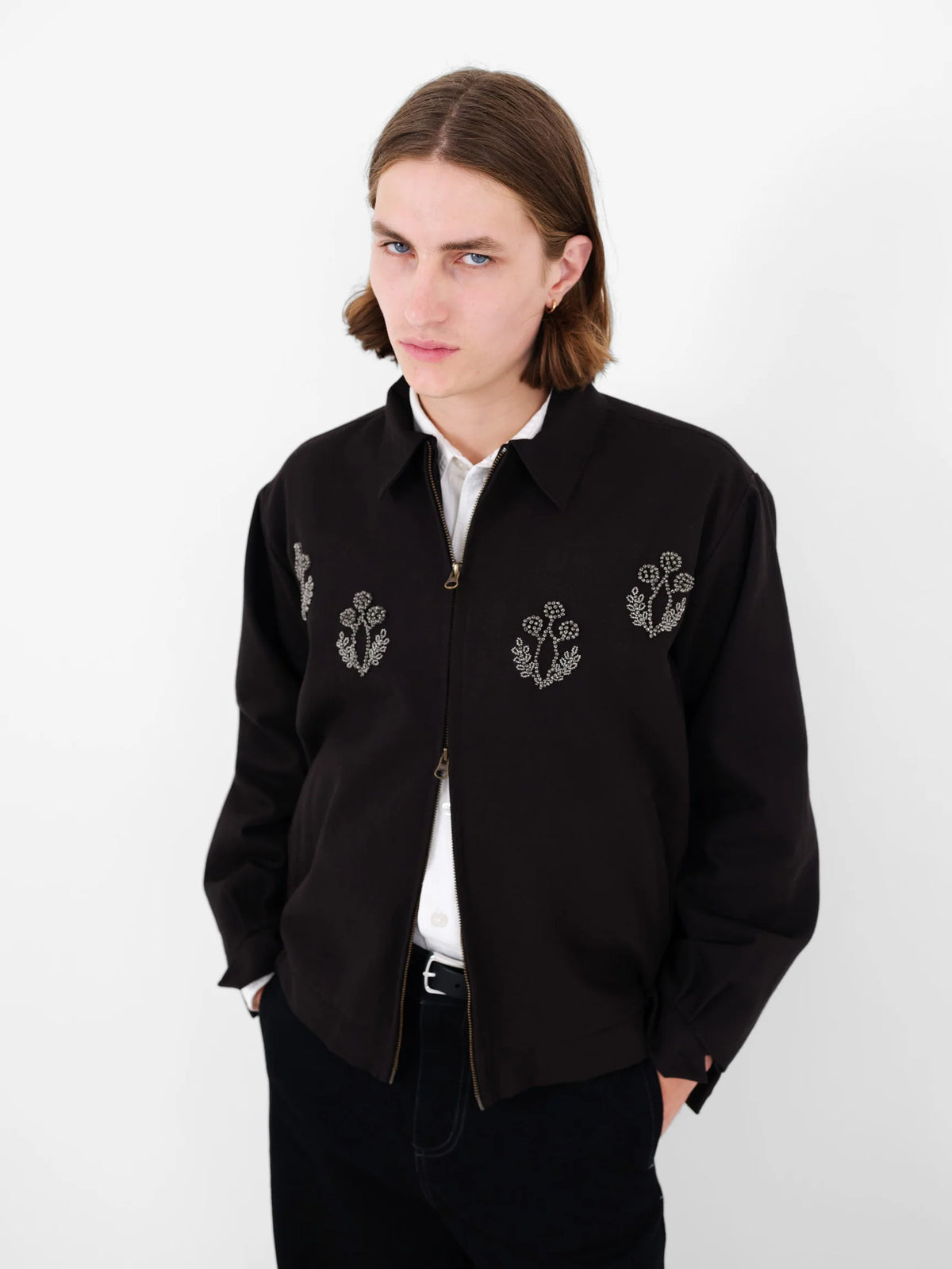 Hand Embroidered Beaded Harrington Jacket