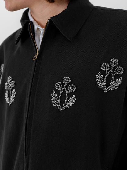 Hand Embroidered Beaded Harrington Jacket