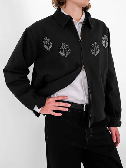 Hand Embroidered Beaded Harrington Jacket