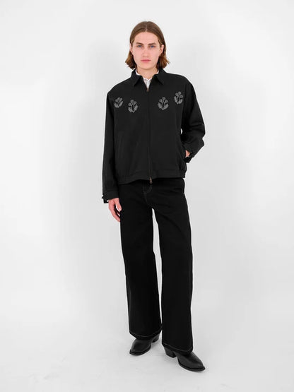 Hand Embroidered Beaded Harrington Jacket