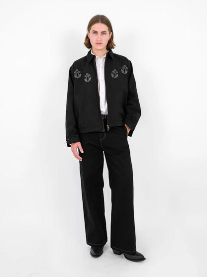 Hand Embroidered Beaded Harrington Jacket