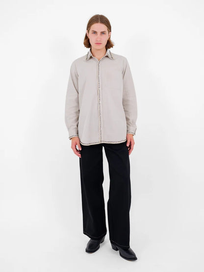 Rhinestone Whipstitch Oxford Shirt