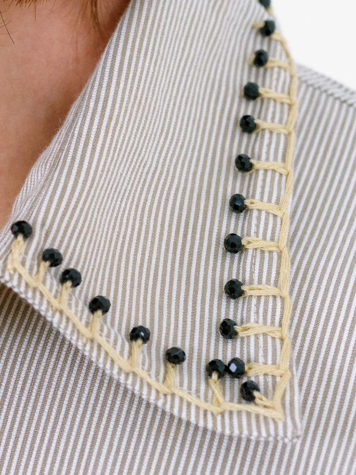 Rhinestone Whipstitch Oxford Shirt