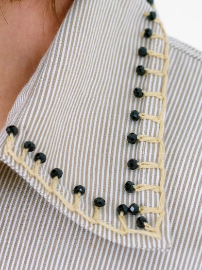 Rhinestone Whipstitch Oxford Shirt