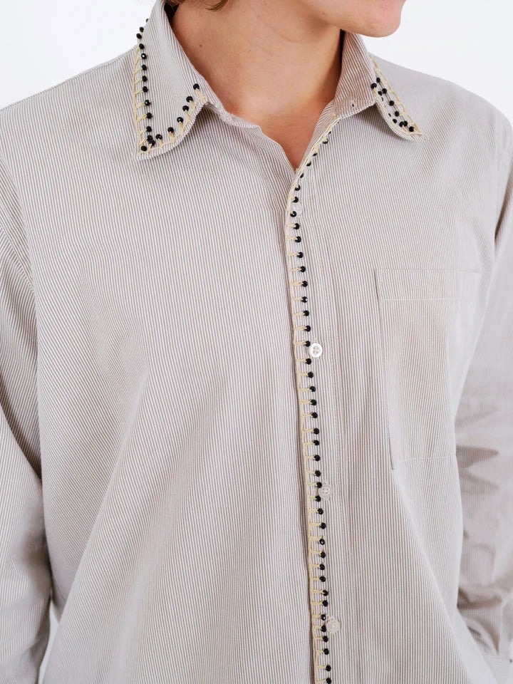 Rhinestone Whipstitch Oxford Shirt