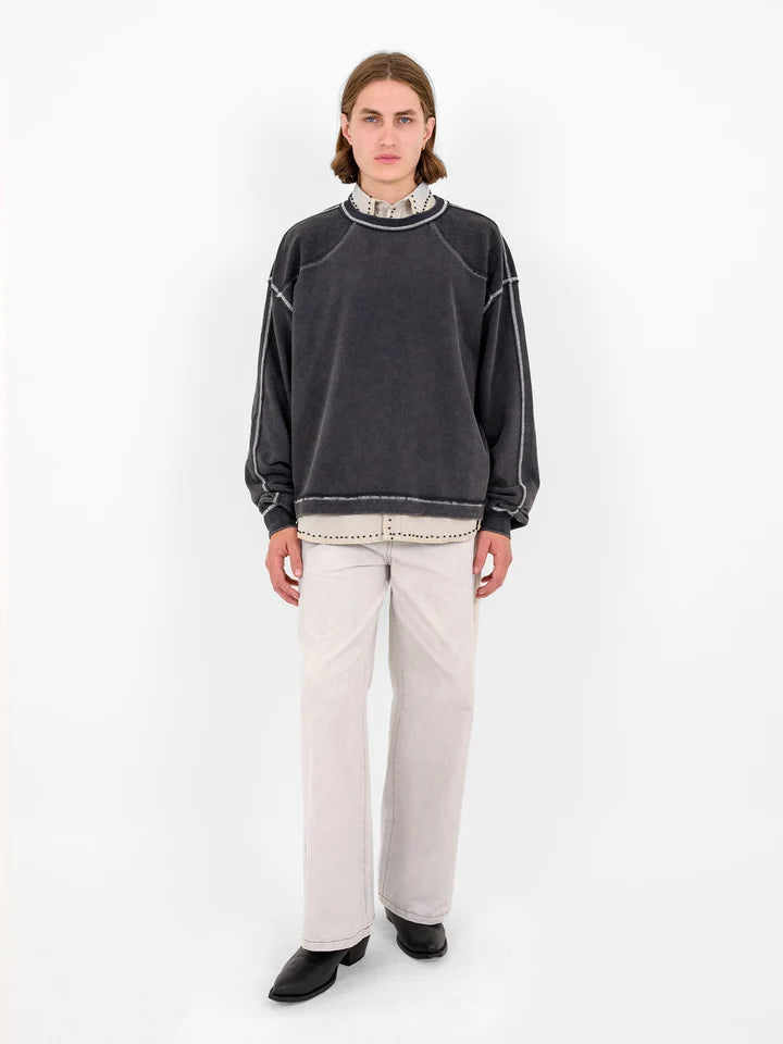 Treka Long Sleeve in Washed Grey Sweatshirt