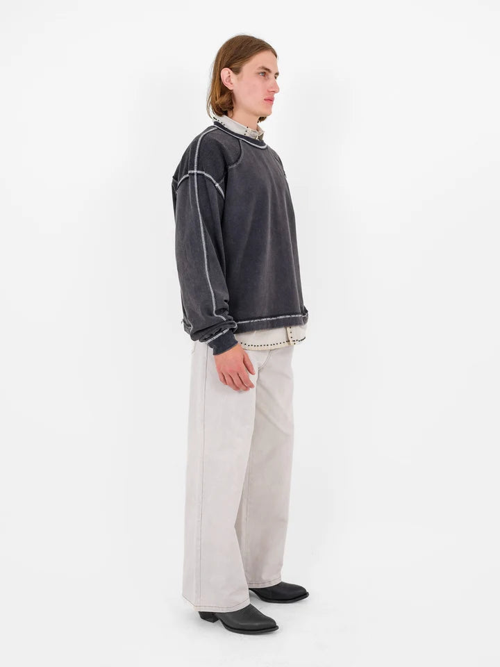 Treka Long Sleeve in Washed Grey Sweatshirt