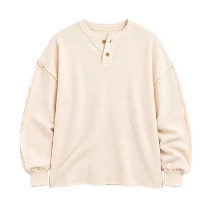 Uniform Waffle Knit Long Sleeve T-shirt in Cream