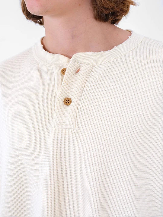 Uniform Waffle Knit Long Sleeve T-shirt in Cream