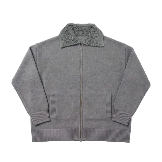 Yorn Wool Knit Cardigan in Grey
