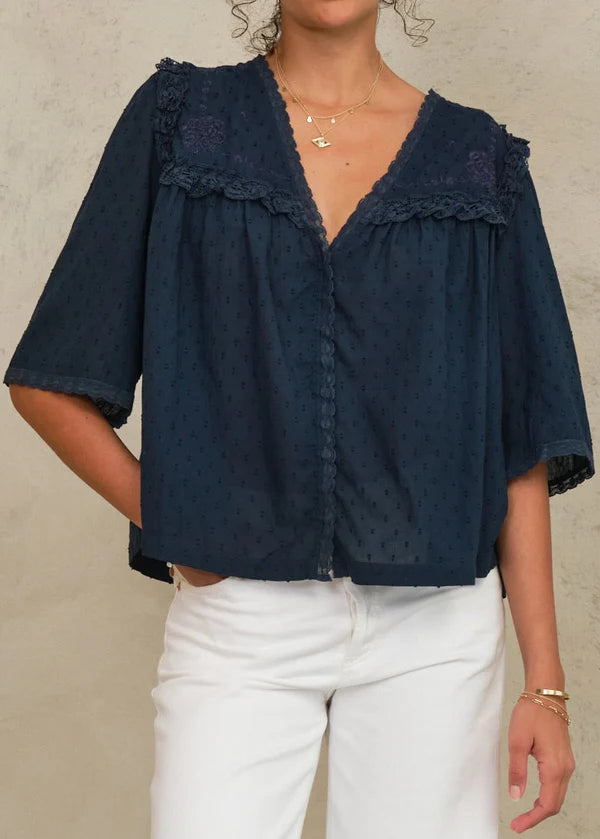 Brea Frill Emb Top