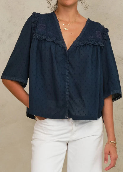 Brea Frill Emb Top