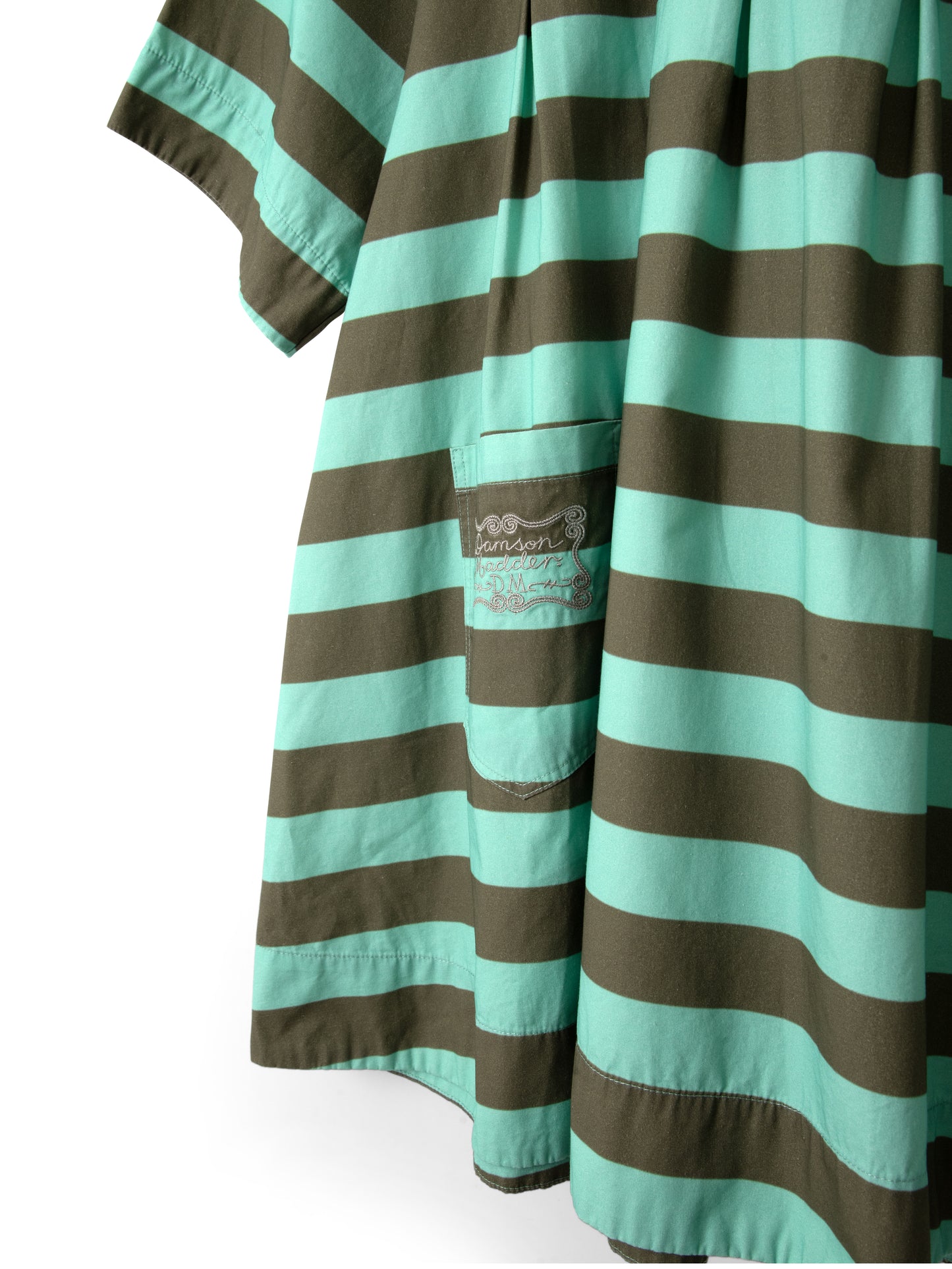 Maggie Mini Polo Dress-Aqua Olive Stripe