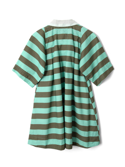 Maggie Mini Polo Dress-Aqua Olive Stripe