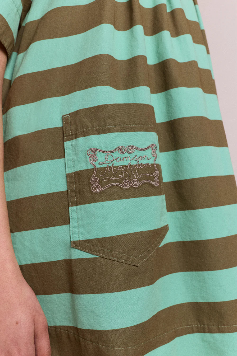 Maggie Mini Polo Dress-Aqua Olive Stripe