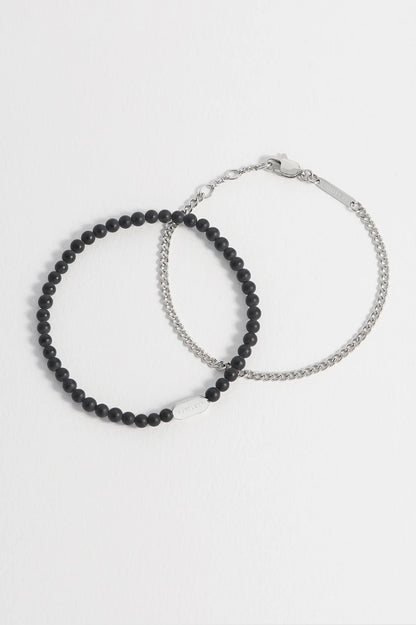 Matt Black Onyx Duo Bracelet Set