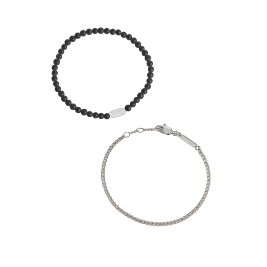 Matt Black Onyx Duo Bracelet Set