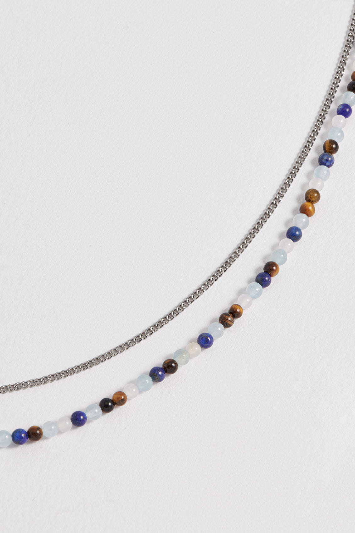 Mixed Gemstone And Chain Duo Necklace