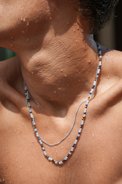 Mixed Gemstone And Chain Duo Necklace