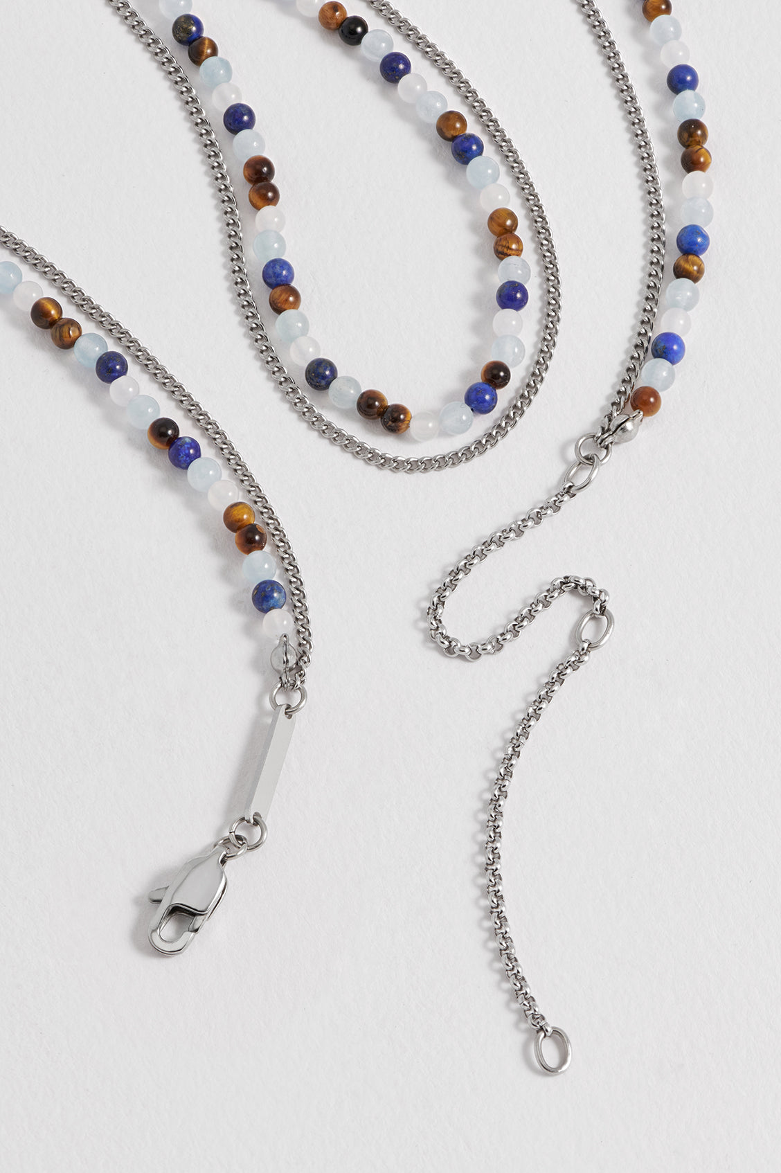 Mixed Gemstone And Chain Duo Necklace