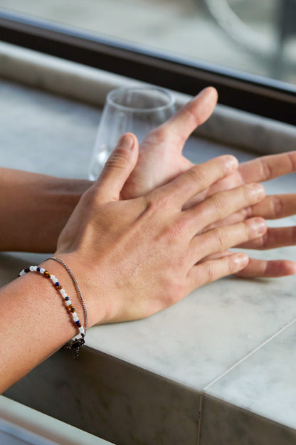 Mixed Gemstoneand Chain Duo Bracelet