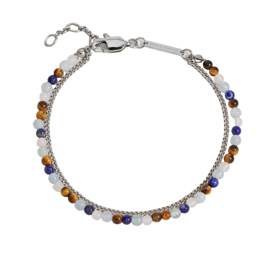 Mixed Gemstoneand Chain Duo Bracelet