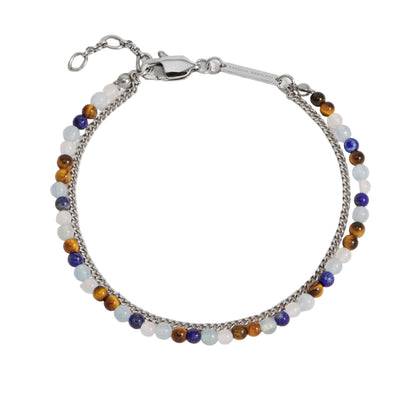 Mixed Gemstoneand Chain Duo Bracelet