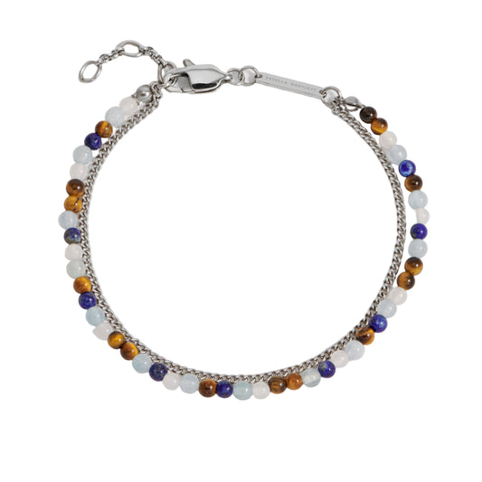 Mixed Gemstoneand Chain Duo Bracelet