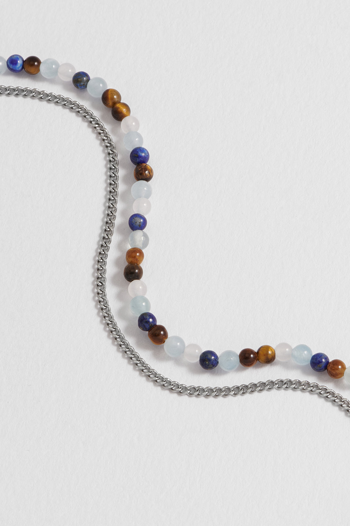 Mixed Gemstoneand Chain Duo Bracelet