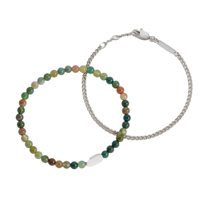 Mixed Green Agate Duo Bracelet Set