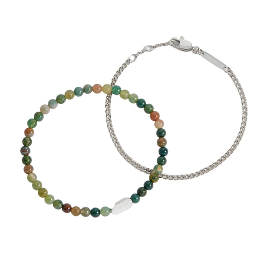 Mixed Green Agate Duo Bracelet Set