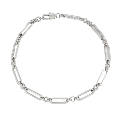 Mixed Paperclip Link Bracelet - Rhodium