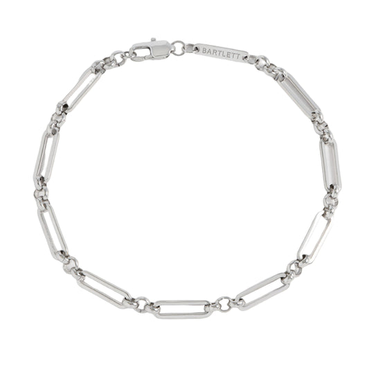 Mixed Paperclip Link Bracelet - Rhodium