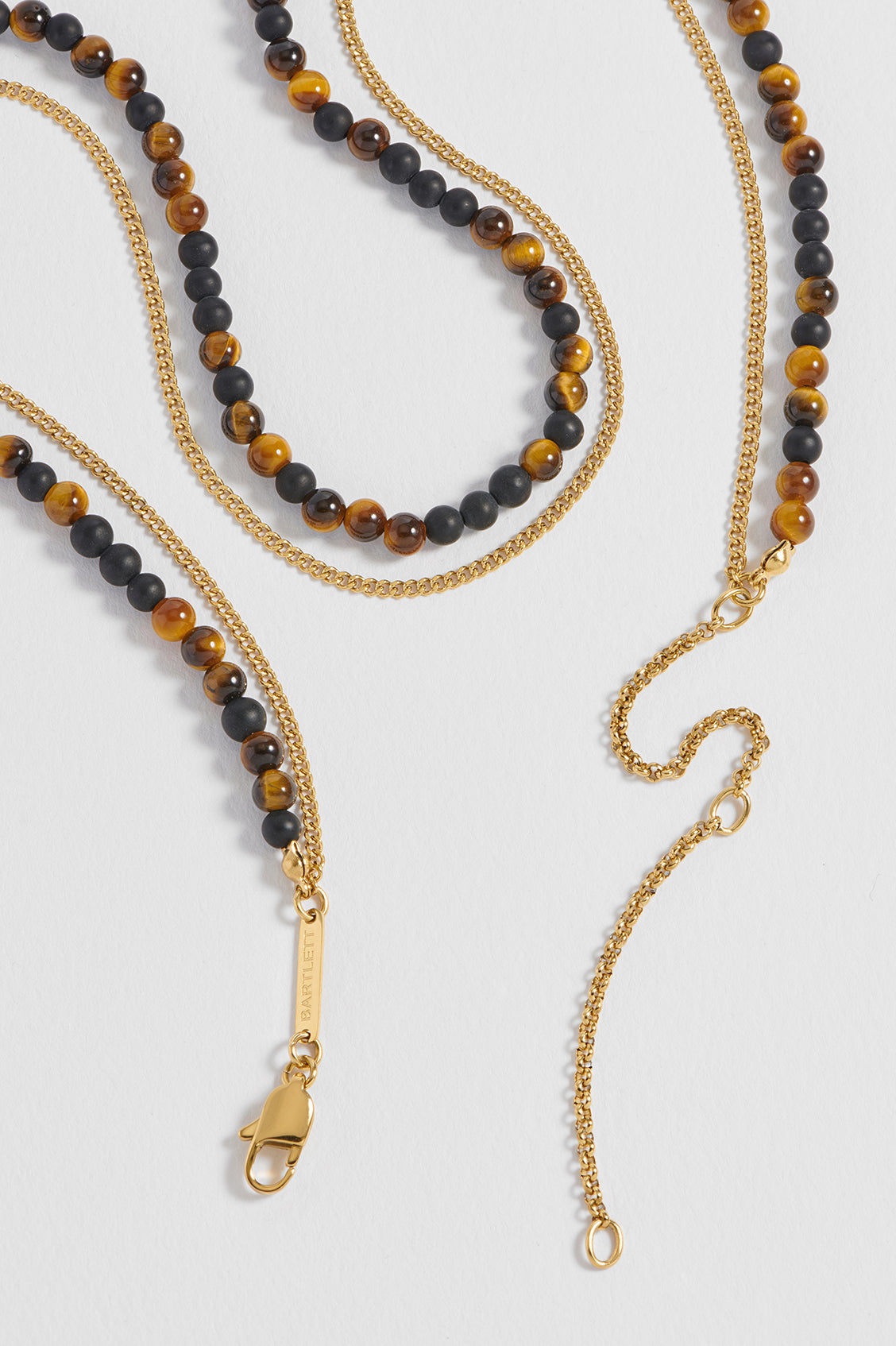 Mixed Tigers Eye And Matt Black Onyx Double Necklace