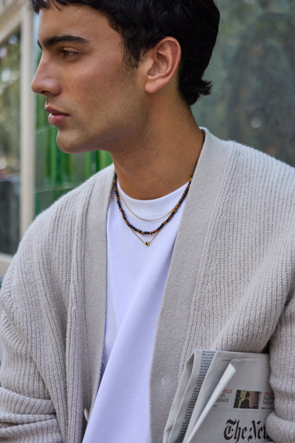 Mixed Tigers Eye And Matt Black Onyx Double Necklace